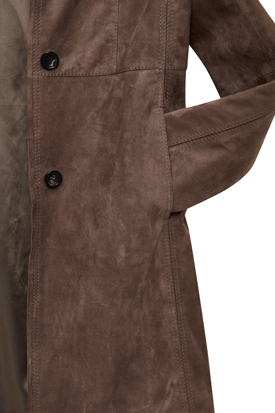 Tara Women's Taupe Suede Leather Coat