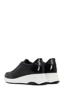 Women's Black Thick Soled Leather Sneaker | Derimod