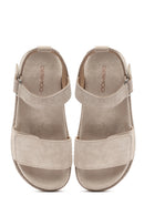 Women's Cream Strappy Thick Soled Suede Leather Sandals | Derimod