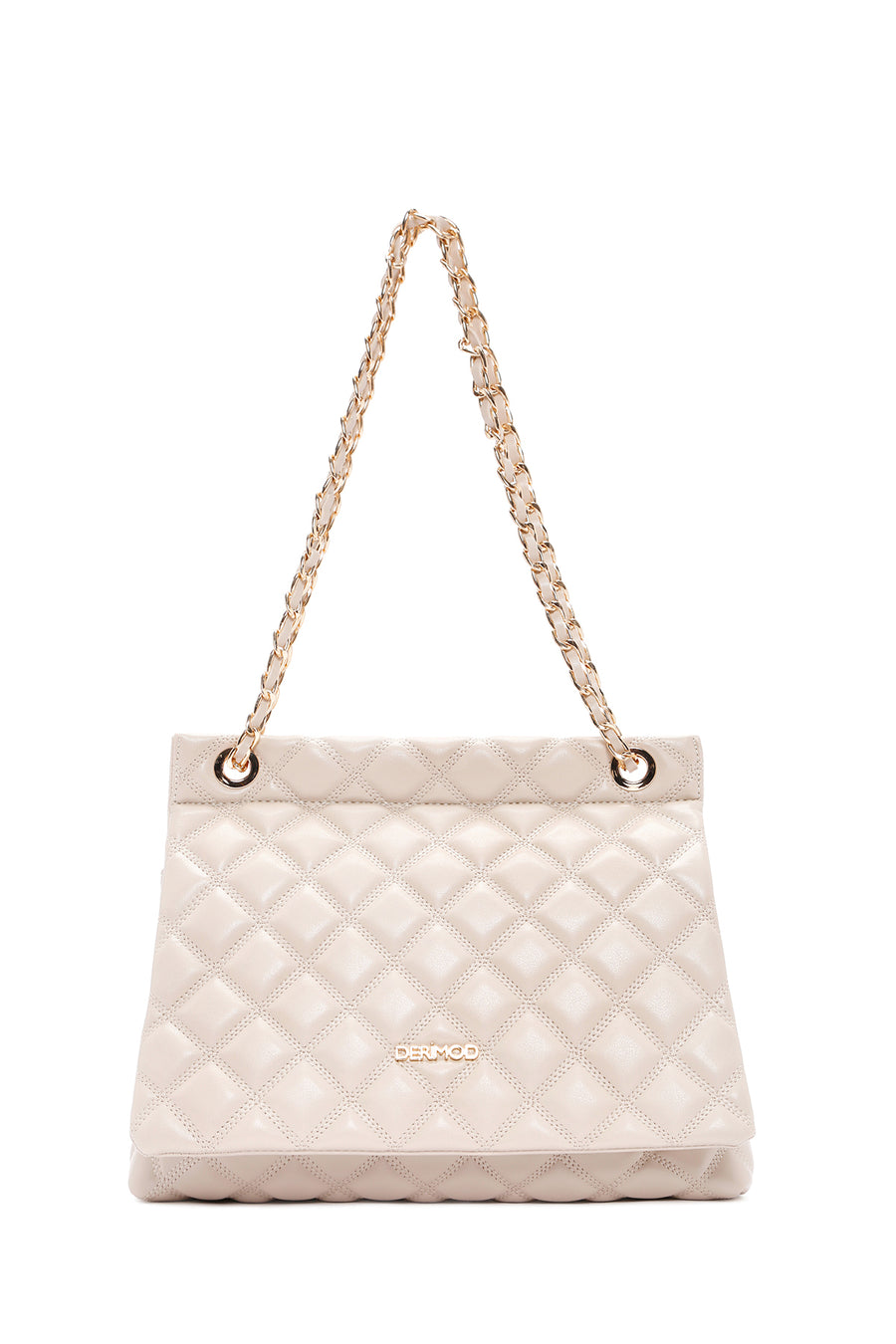 Women's Beige Long Strap Quilted Shoulder Bag
