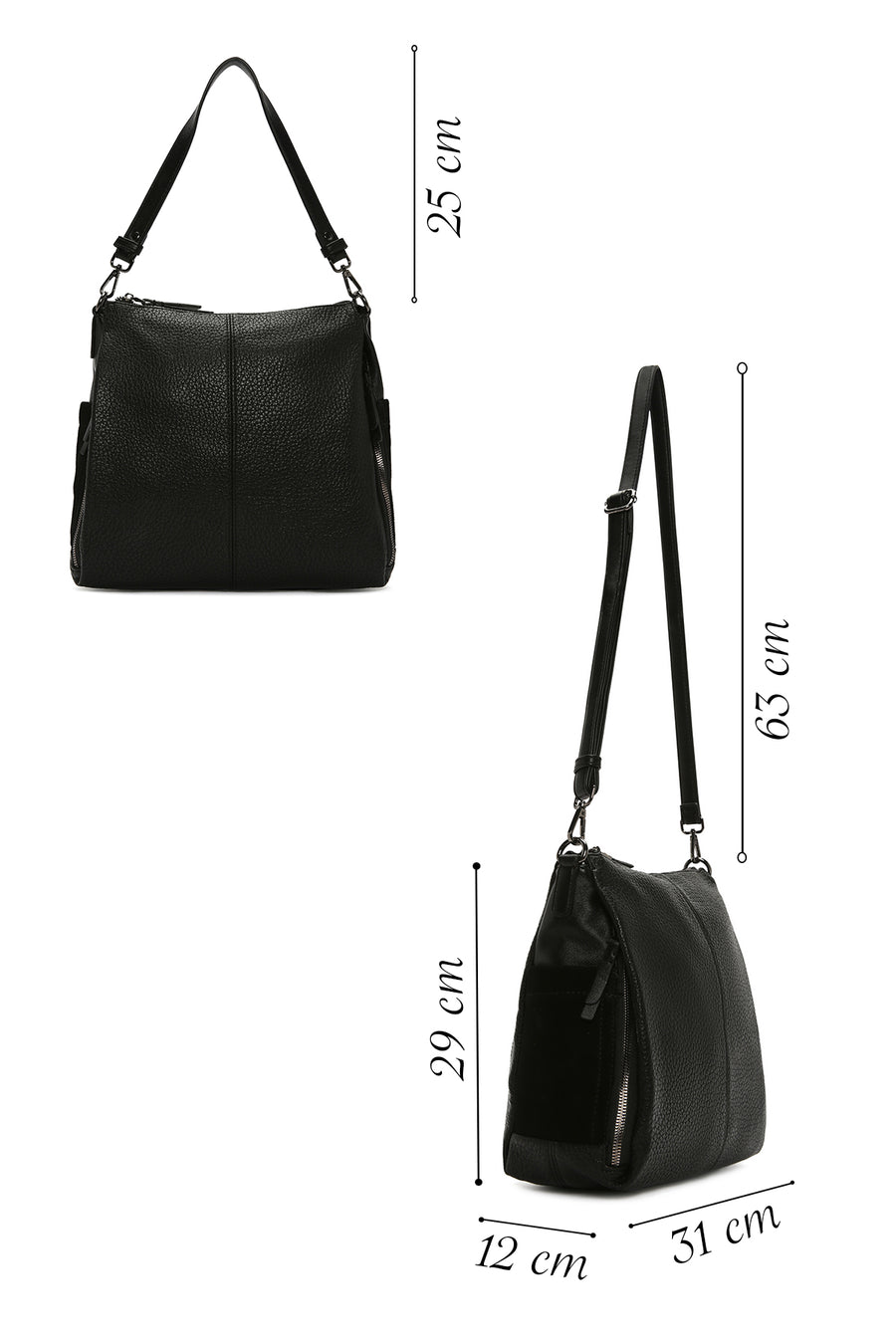 Women's Black Long Strap Shoulder Bag