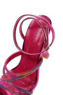 Women's Pink Ankle Strap Stone Heeled Sandals | Derimod