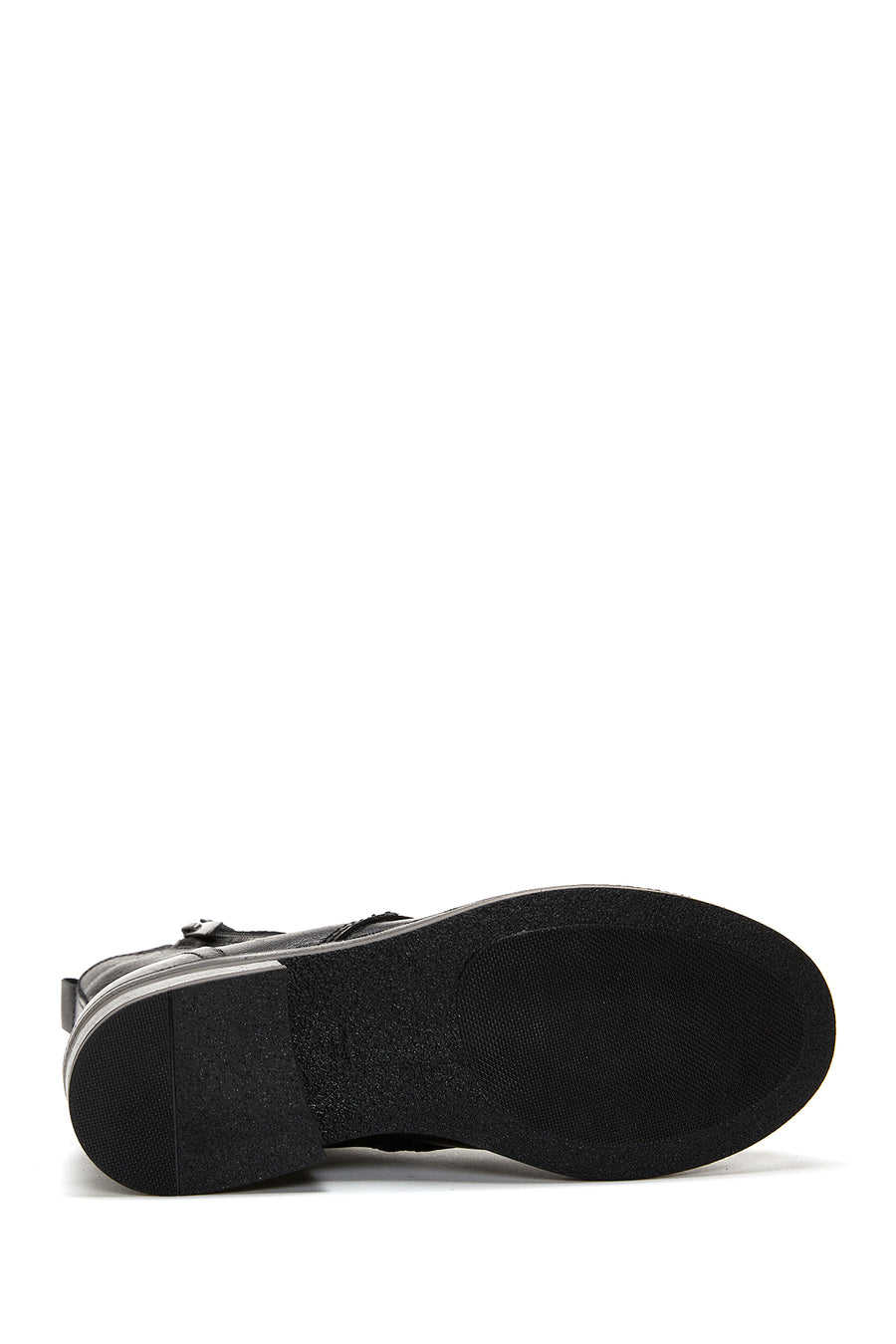 Women's Black Leather Boots Zippered Flat Boots