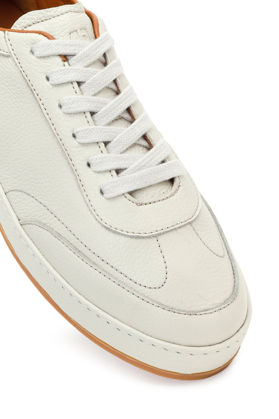 Men's White Lace-up Leather Sneaker