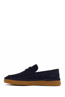 Men's Navy Blue Suede Leather Loafer | Derimod
