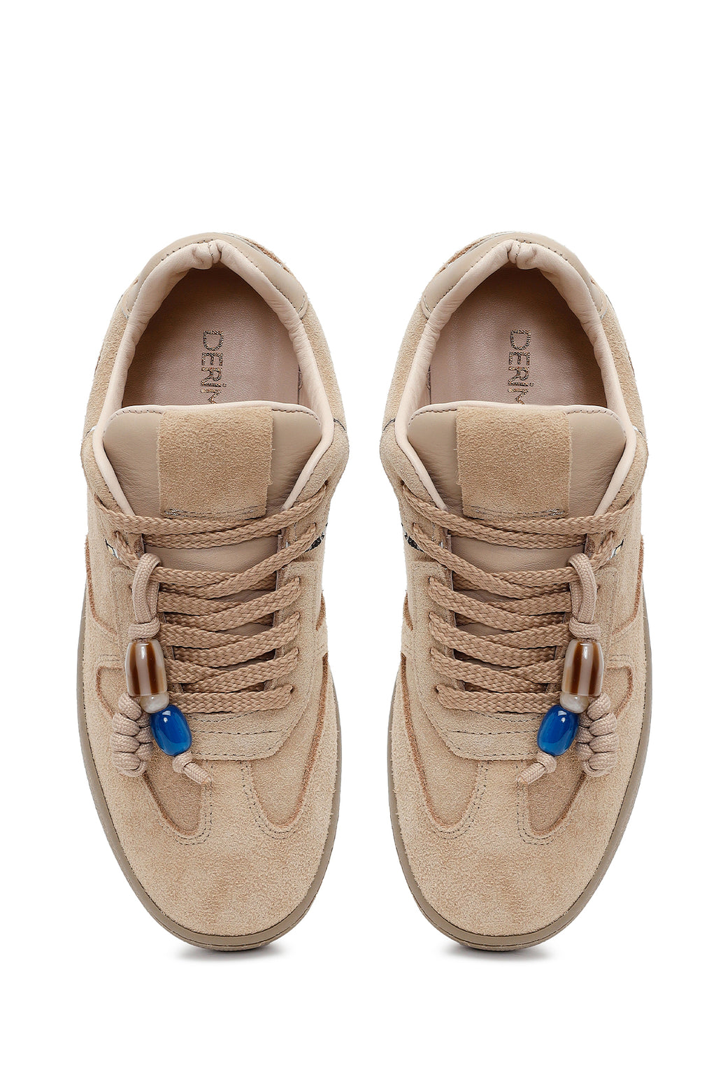 Kadın Bej Bağcıklı Süet Deri Sneaker