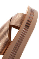 Women's Bronze Ankle Strap Thick Soled Metallic Sandals | Derimod