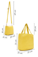 Women's Yellow Long Strap Knitted Shoulder Bag | Derimod