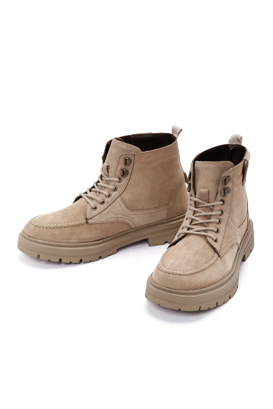 Men's Beige Casual Nubuck Leather Boots