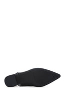 Women's Black Slingback Thick Low Heel Leather Shoes | Derimod