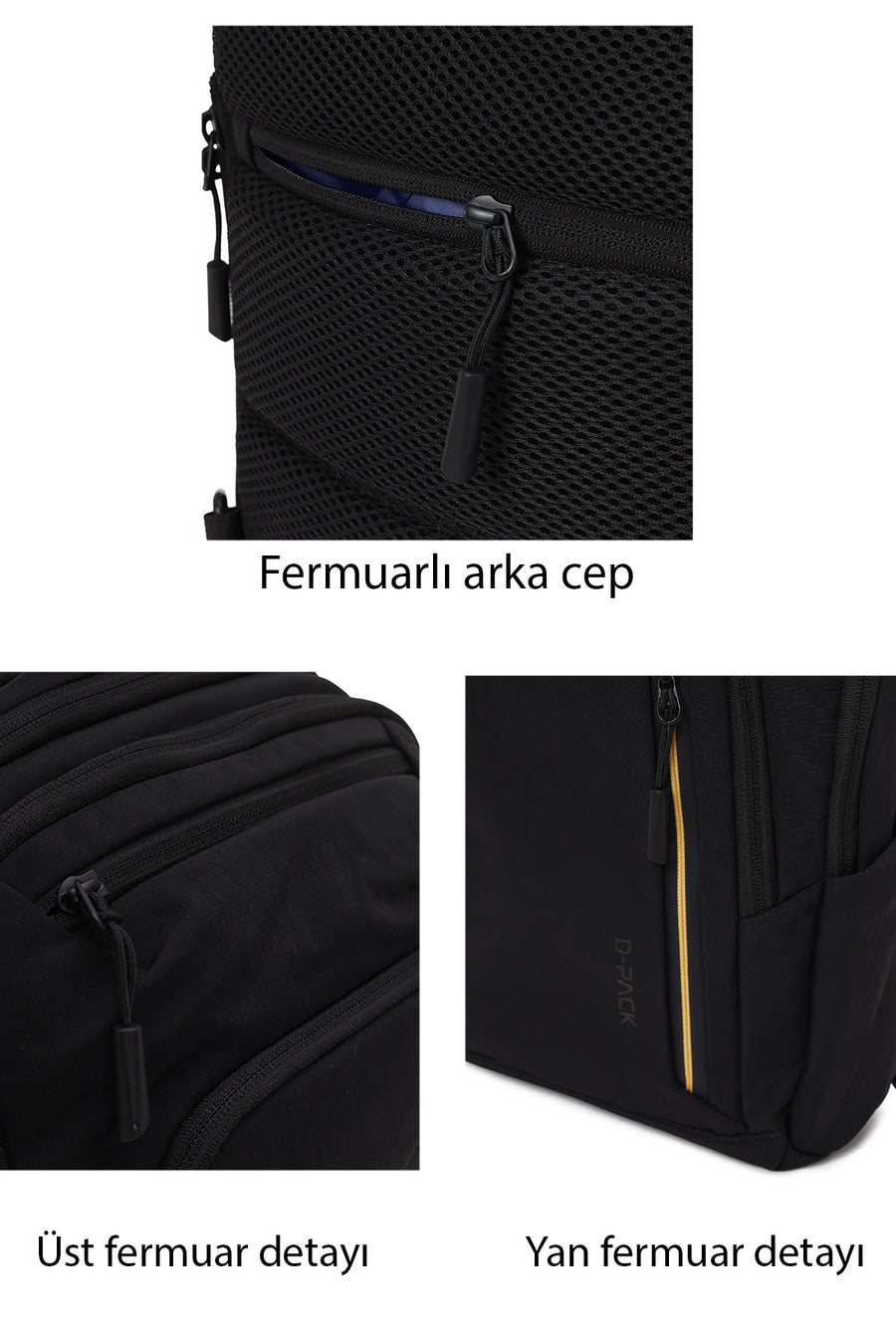 Unisex Black Fabric Backpack