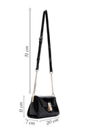 Women's Black Long Strap Patent Leather Crossbody Bag | Derimod