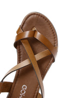 Women's Tan Leather Bodrum Sandals | Derimod