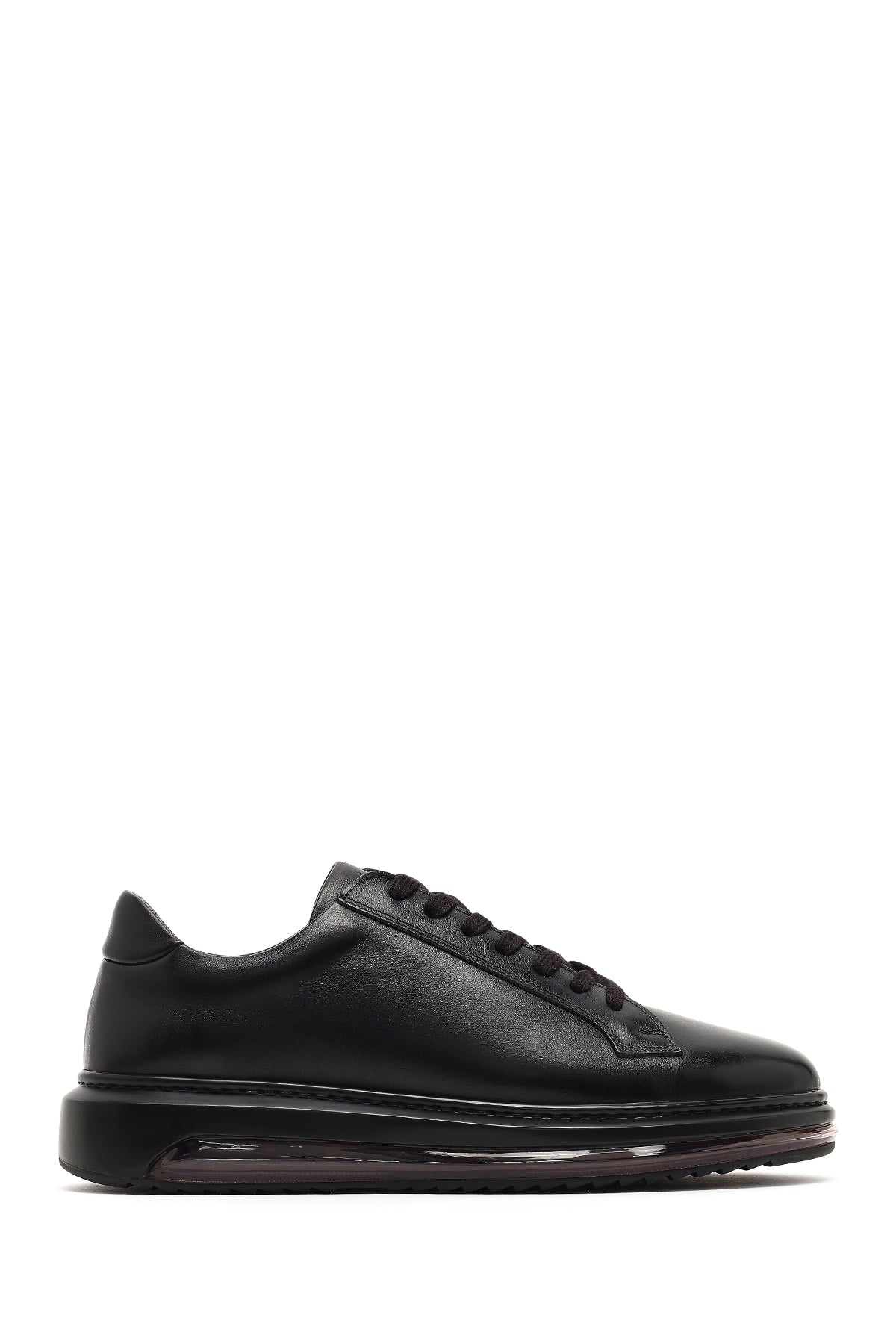 Erkek Siyah Bağcıklı Kalın Tabanlı Deri Sneaker WM660002DV | Derimod
