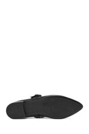 Women's Black Buckle Leather Ballerinas | Derimod