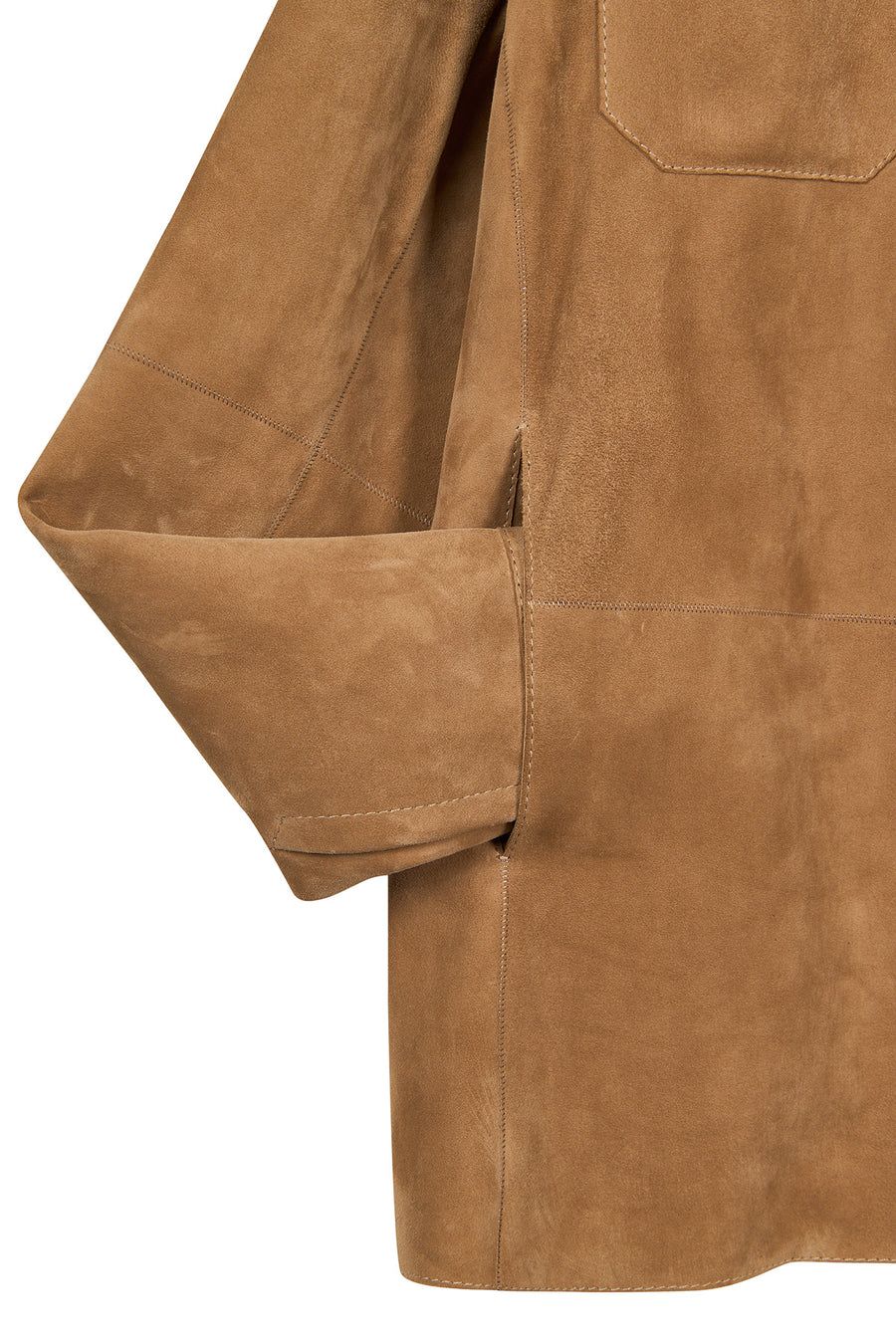 Osimhen Male Beige Suede Leather Shirt Jacket