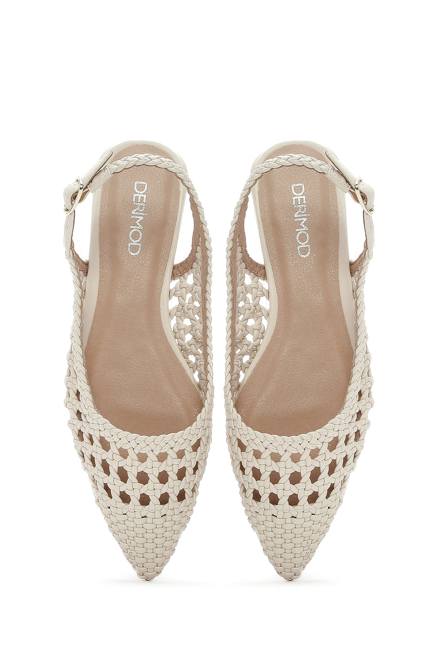 Women's Cream Knitted Open Back Ballerinas
