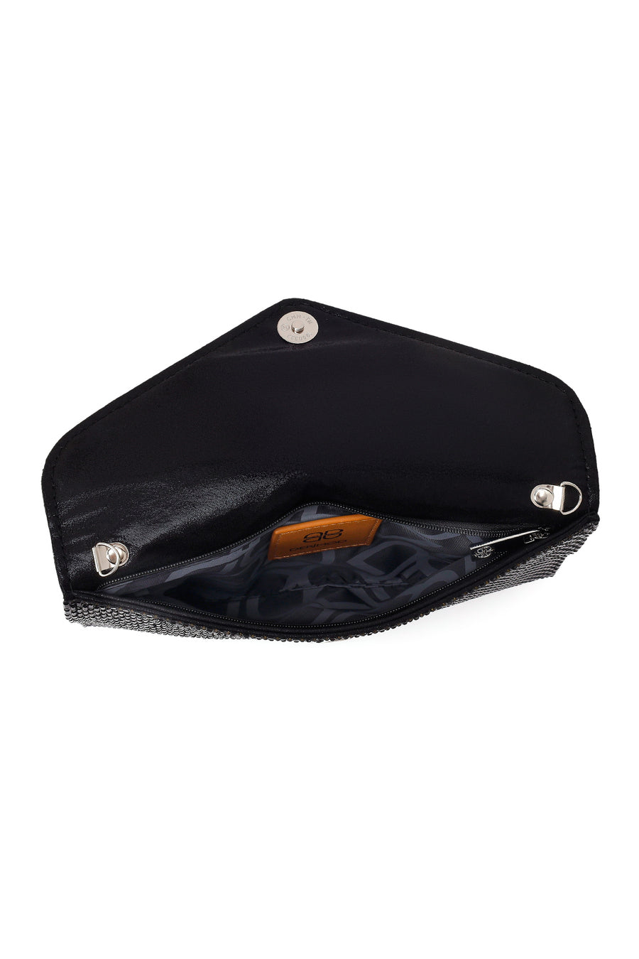 Woman Black Chain-Strap Rhinestone Evening Bag