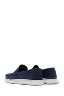 Men's Navy Blue Nubuck Leather Loafer | Derimod