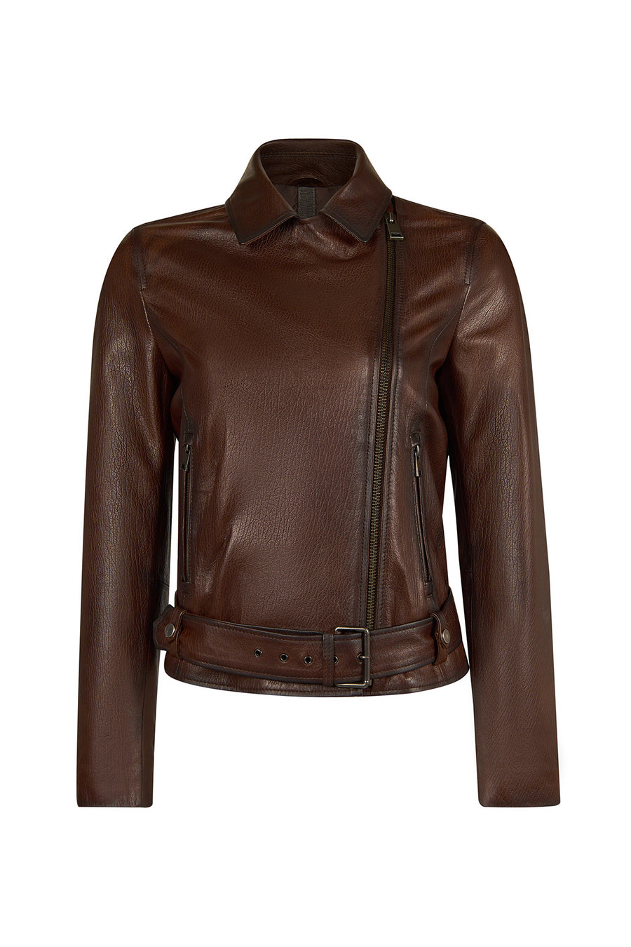 Melody Woman Brown Short Leather Jacket