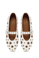 Women's White Leather Ballerinas | Derimod