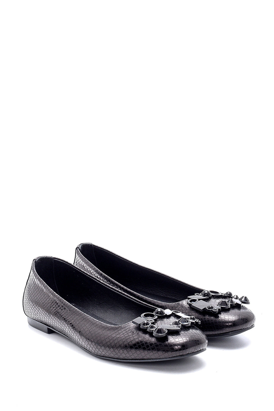 Women's Leather Snakeskin Patterned Ballerinas