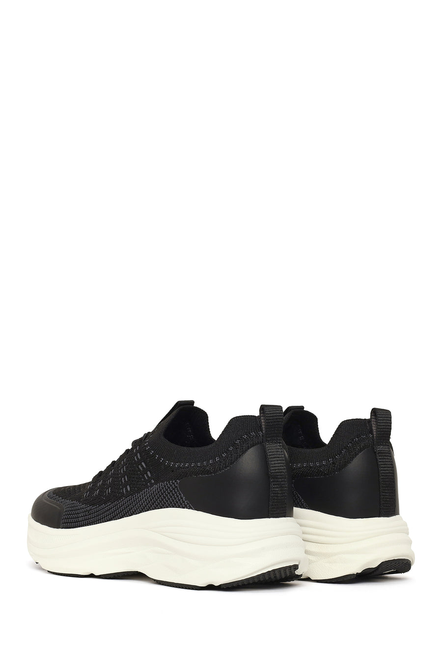 Derimod Zero Woman Black Thick-Soled Lace-Up Fabric Sneakers