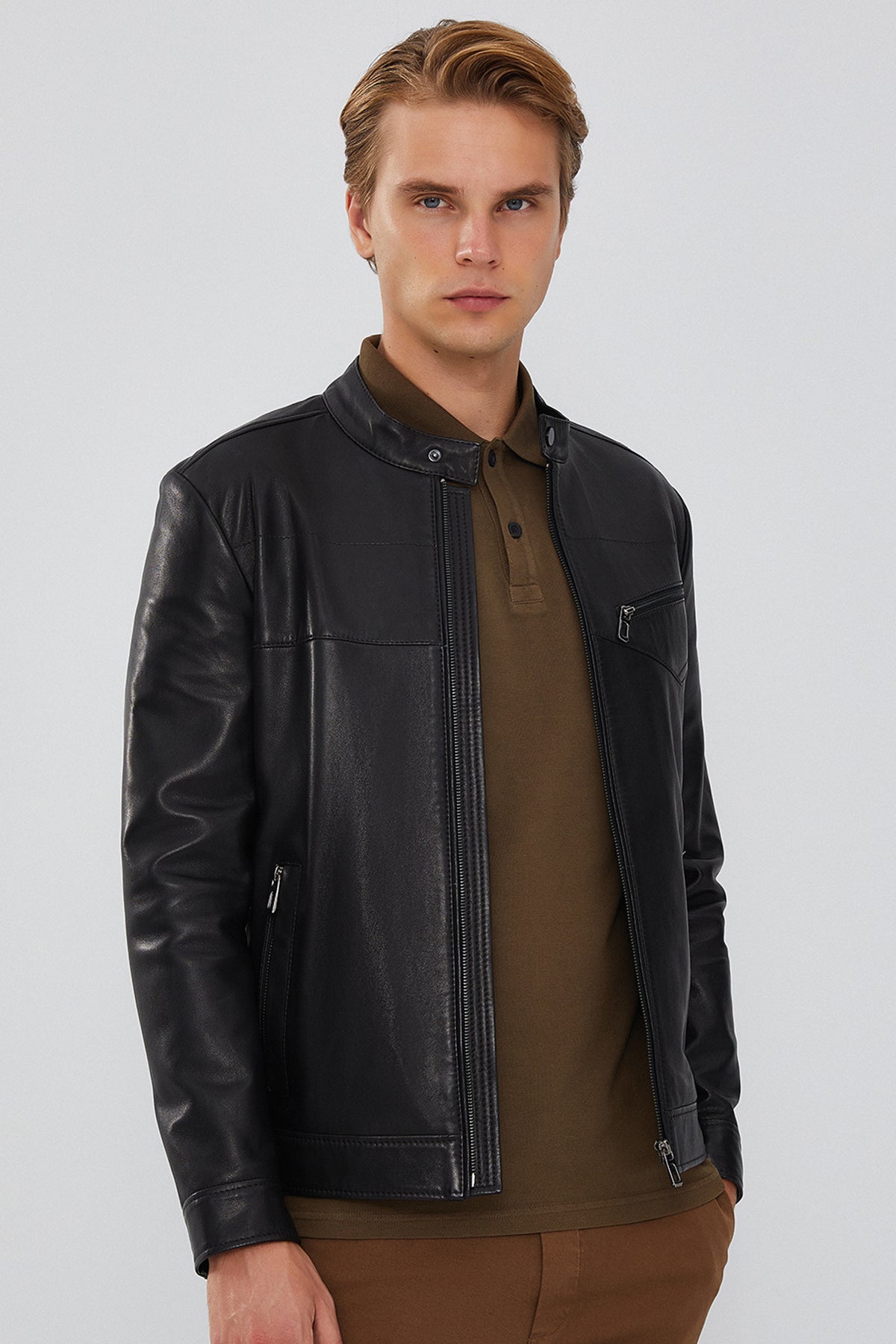 Casemiro Men's Black Leather Jacket 23WGD6496VE | Derimod