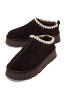 Woman Brown Thick-Soled Suede Teddy Boots | Derimod
