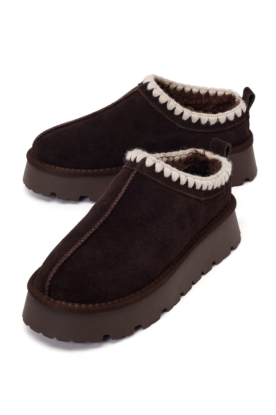 Woman Brown Thick-Soled Suede Teddy Boots