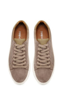 Male Beige Lace-Up Thick-Soled Suede Leather Sneakers | Derimod