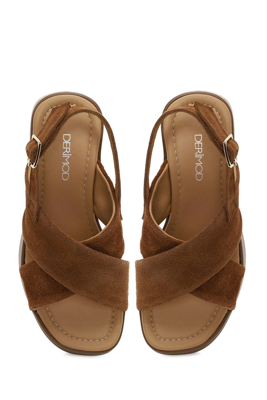 Woman Tan Thick-Soled Suede Sandal