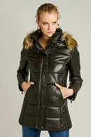 Blanch Long Women's Leather Jacket | Derimod