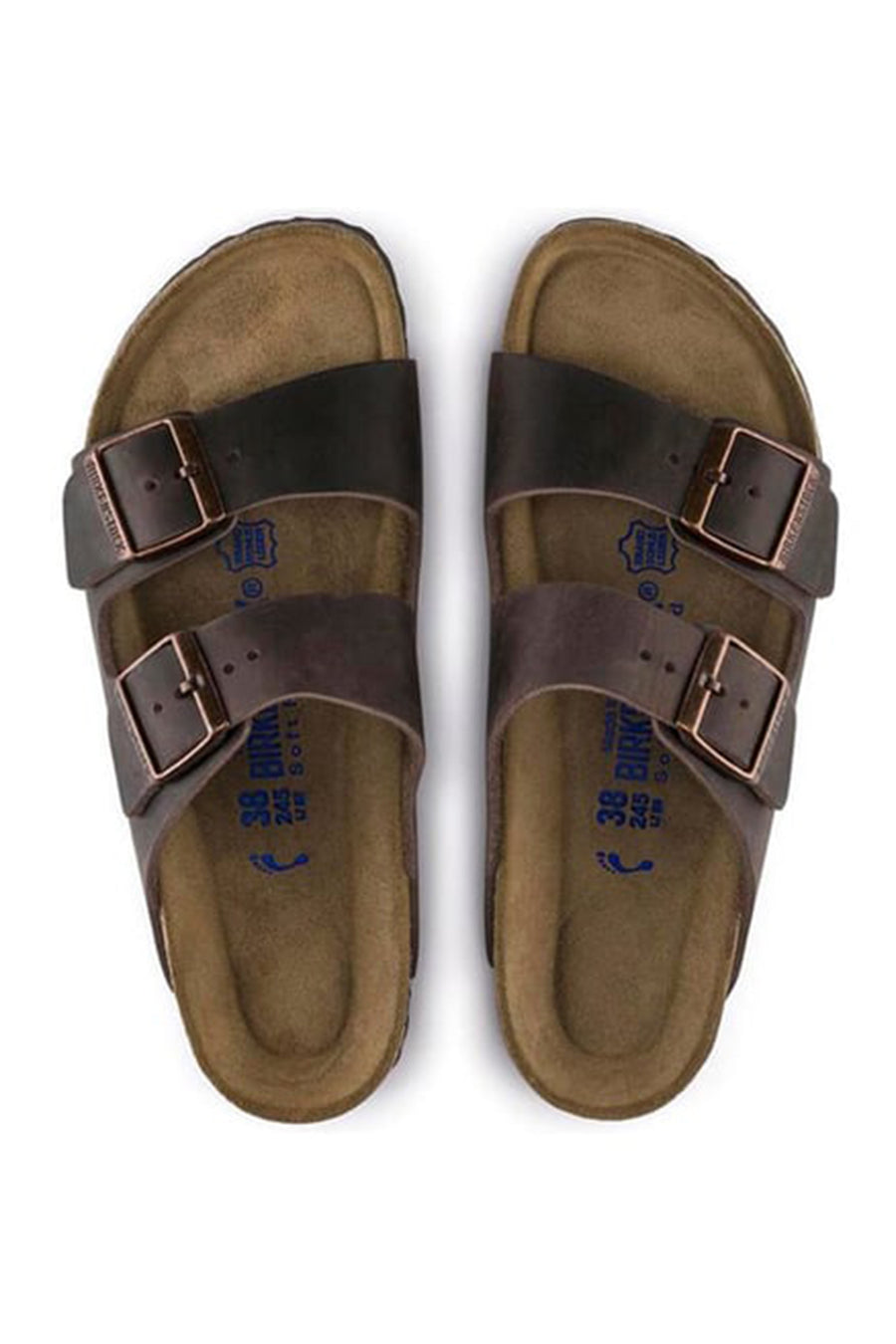 Birkenstock Men's Mink Nubuck Leather Double Buckle Flat Arizona Slippers