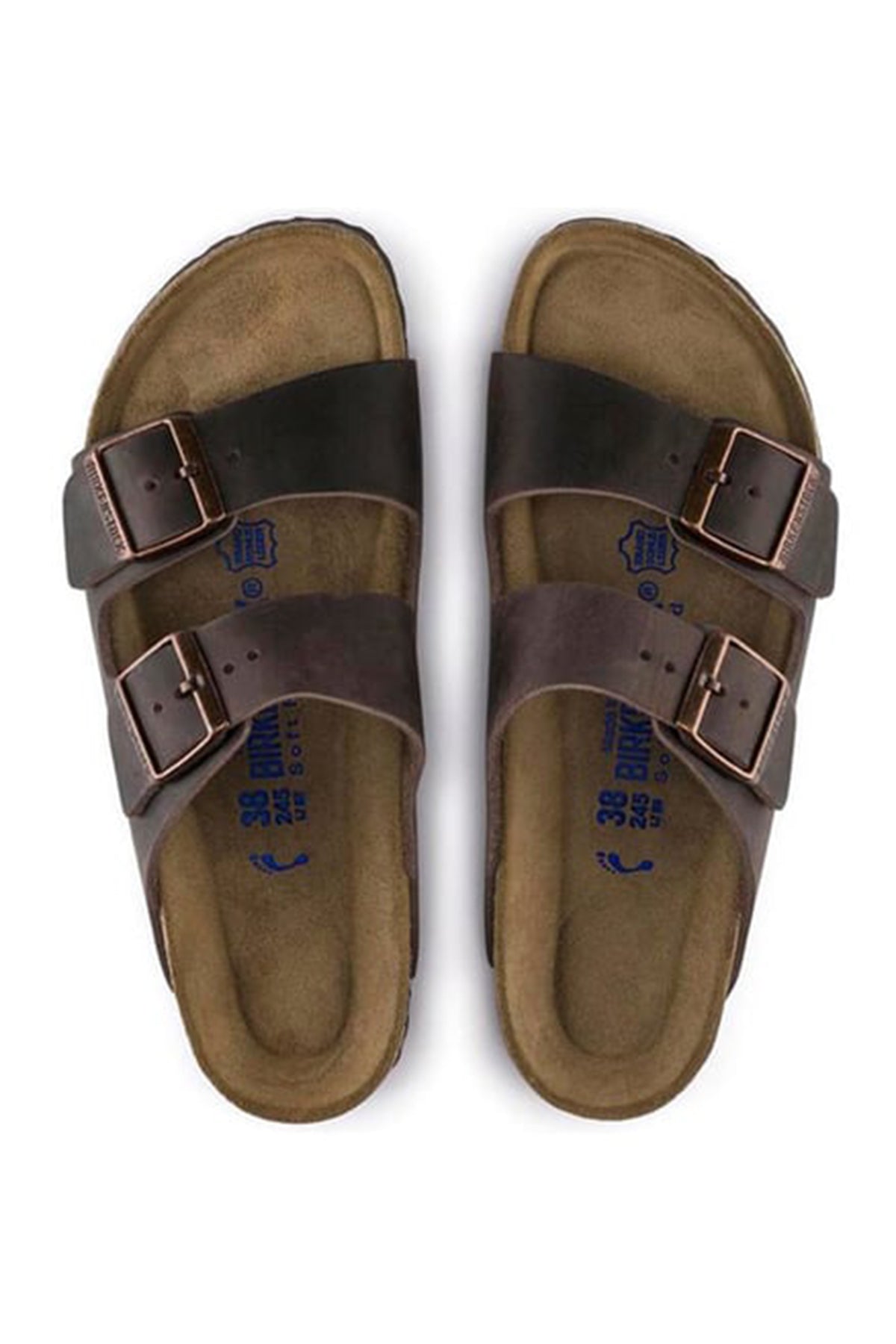 値下 新品　BIRKENSTOCK DARK BROWN 26.0 Birkenstock Erkek Vizon Nubuk Deri Çift Tokalı Düz Arizona Terlik