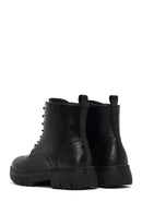 Woman Black Zip Closure Thick-Soled Leather Combat Boots | Derimod