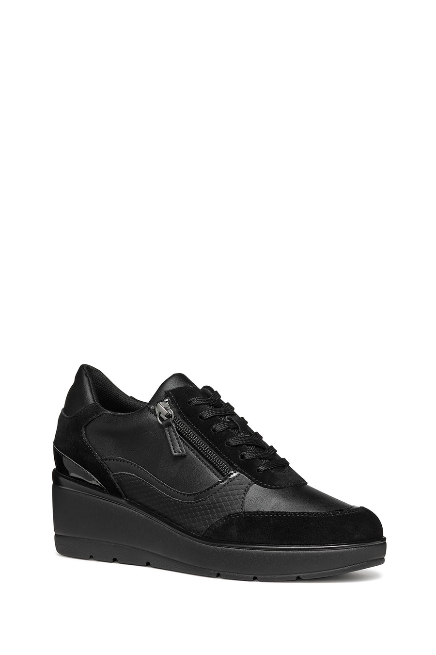 Geox Kadın Siyah D Ilde Bağcıklı Dolgu Topuklu Sneaker