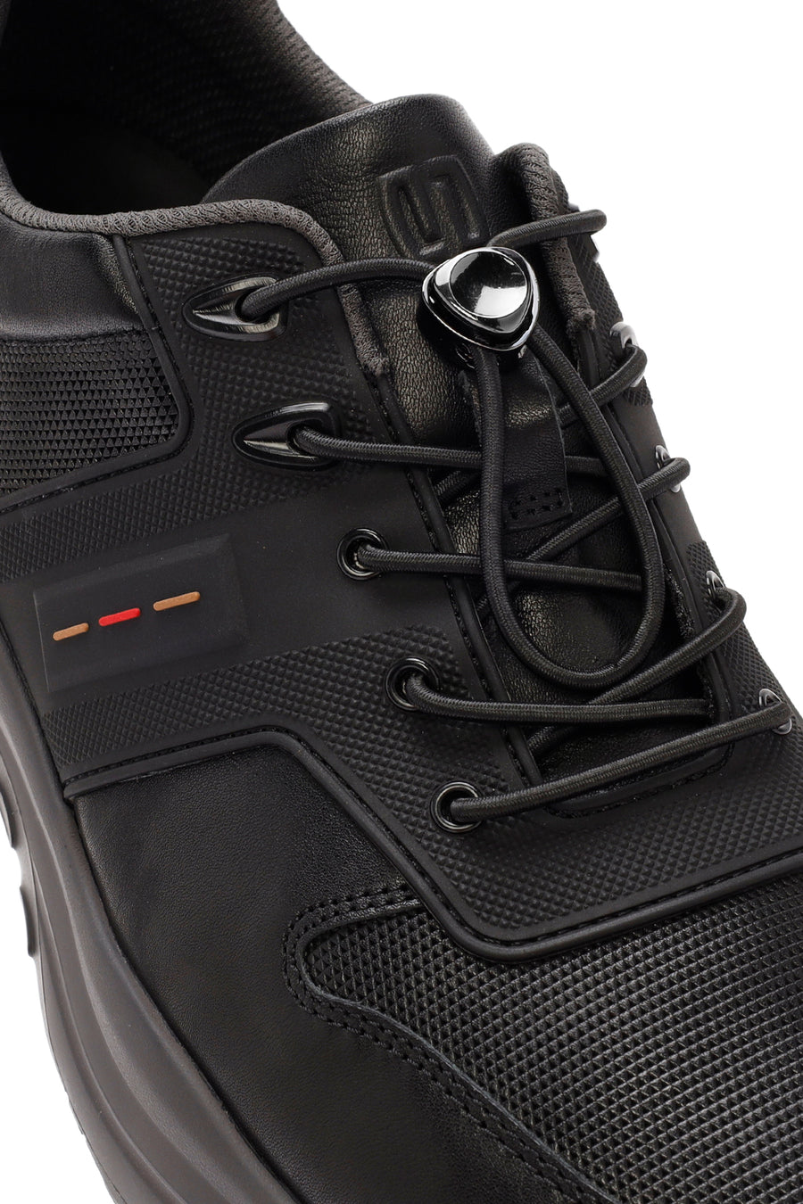 Men's Black Lace-up Leather Sneaker