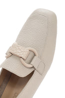 Women's Cream Leather Masculine Loafer | Derimod