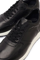 Erkek Siyah Bağcıklı Deri Sneaker | Derimod