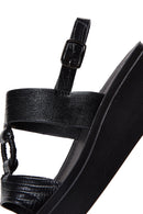 Women's Black Ankle Strap Thick Soled Sandals | Derimod