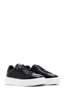 Men's Black Leather Thick Soled Sneaker | Derimod