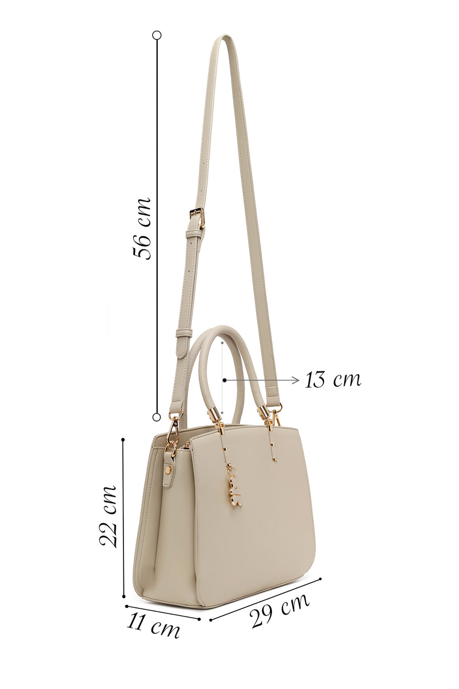 Woman Beige Long-Strap Shoulder Bag