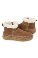 Woman Tan Zip Closure Chunky Sole Suede Teddy Boots | Derimod