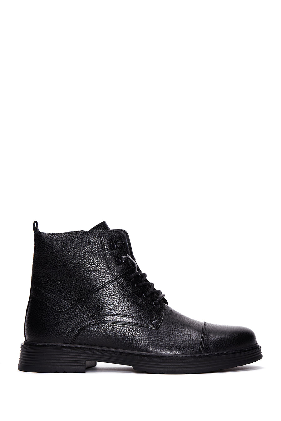Men's Black Leather Flat Boots 22WFD6212FT | Derimod
