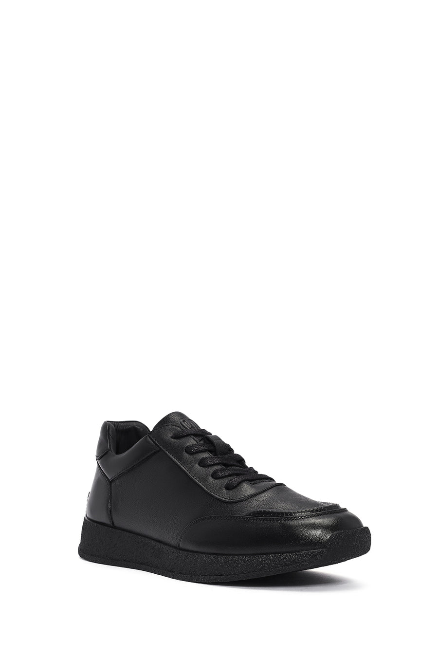 Men's Black Lace-up Leather Sneaker