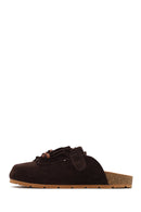 Women's Brown Tassel Suede Leather Slippers | Derimod