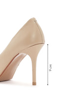 Women's Beige Heeled Leather Stiletto | Derimod