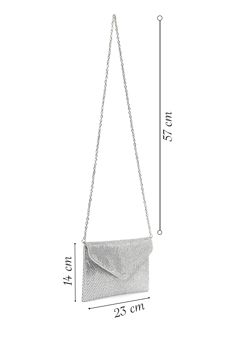 Woman Silver Chain-Strap Stone-Embellished Evening Bag