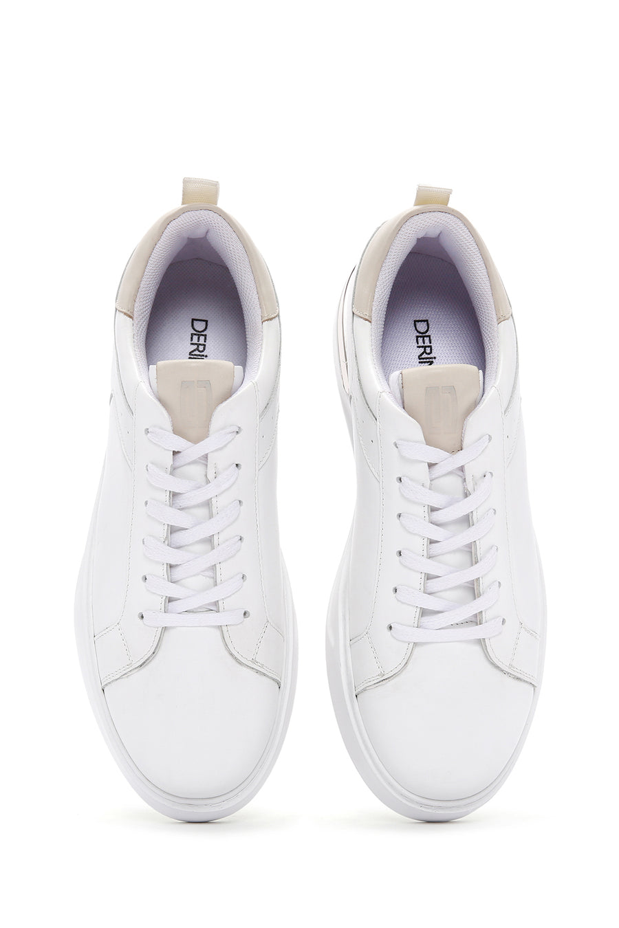 Men's White Lace-Up Leather Sneaker